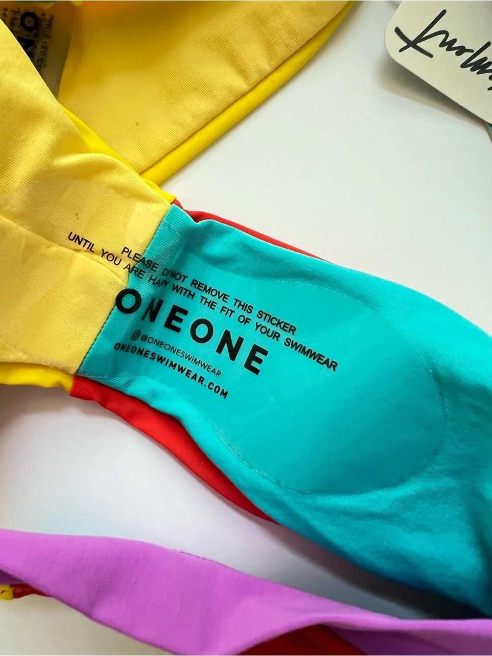 Free People x Oneone Swimwear Jesse Multicolor Cheeky Bottom Red Yellow